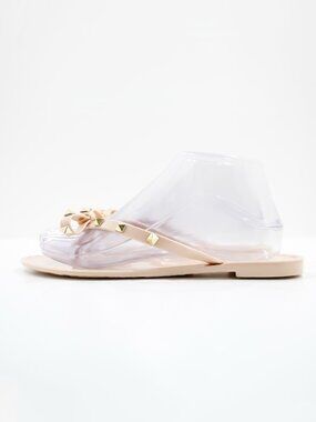 Steven New York Deena Beige Jelly Studded Flat Thong Sandals - 7